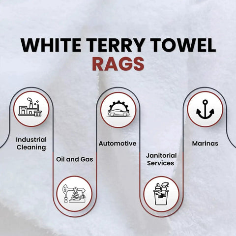 Recycled White Terry Cloth Rags 10 Lb Box High Absorbency Shop Towels For Home Garage Industrial Cleaning Bulk Rag Pack