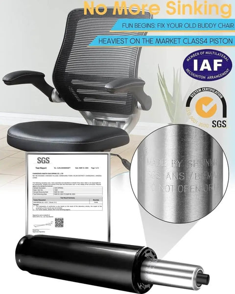 Universal Size Chair Cylinder Replacement, 4 Inch Stroke, Heavy Duty Gas Lift For Office Desk Chairs And Gaming Chairs displayed