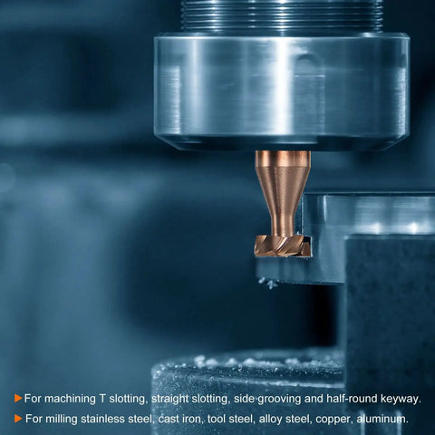 T Slot End Mill Milling Cutter For Stainless Steel Alloy 6mm Diameter 2mm Cutting Depth 6mm Shank 4 Flutes Solid Carbide Titanium Coated