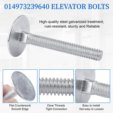 Elevator bolts 1/4-20 x 2, zinc-plated steel, flat countersunk head, 20-piece set