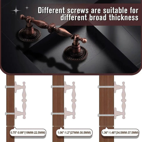 Antique Copper Cabinet Pulls With 2.5 Inch Hole Centers And 3.5 Inch Overall Length Solid Zinc Alloy Retro Drawer Pulls screw size diagram