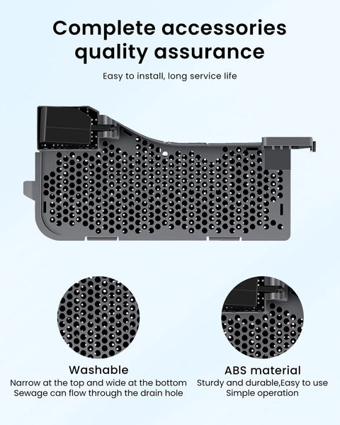 Roborock S7 Max Ultra accessories: 1 high-speed cleaning brush, 1 dock-station water filter; perforated ABS housing