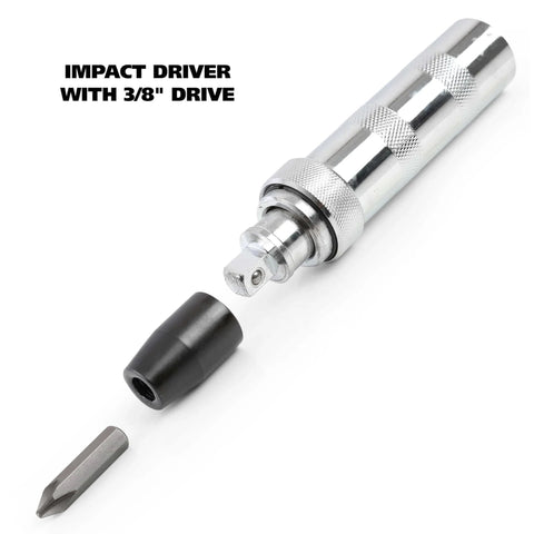 Impact Driver Kit With Four Drill Bits And Three Eighth Inch Drive Beefy Manual Impact Driver For Rusted Fasteners And Auto Repair