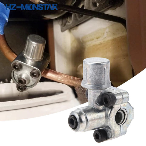 HZ-MONSTAR piercing valve kit for refrigerator tubes; silver 4-port service valve with copper line, 4-pack BPV-31 1/4OD.