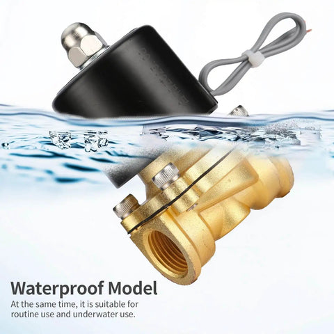 Brass Waterproof Electric Solenoid Valve Half Inch NPT DC12V Normally Closed For Water Oil Gas Air submerged in water