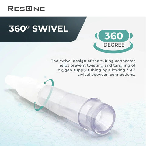 Image of a Swivel Oxygen Tubing Connectors 10 Pack By ResOne With 360 Degree Rotation Leak Free Barbed Fit For Cannula Hose.