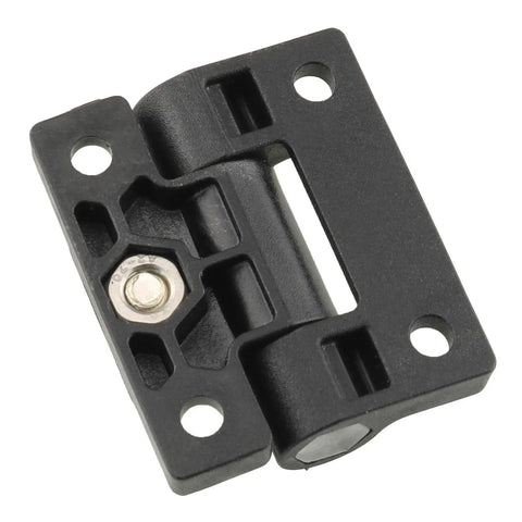Adjustable Torque Position Cabinet Box Hinge Black Plastic 2 Pack With Modern Style And Unfinished Finish, front view.