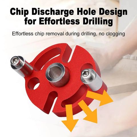 Self Centering Dowel Jig Kit With 6mm 8mm 10mm Drill Bushings shown with chip discharge hole design for wood drilling.