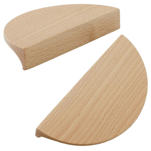 Four Pack Semicircle Wood Cabinet Handles Beechwood Solid Wood Vintage Hardware For Kitchen Cabinets Drawers Cupboards 4.7 Inch