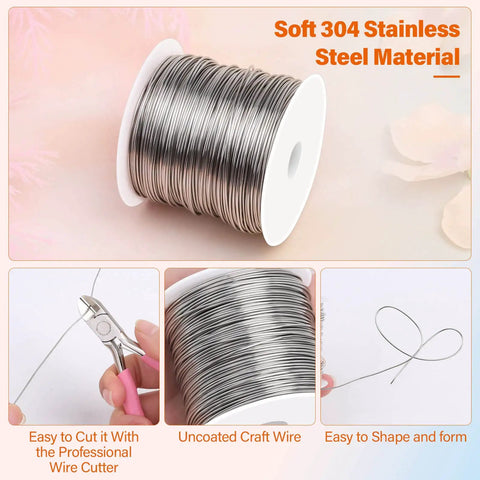 20 Gauge Stainless Steel Jewelry Wire on a spool, showing its flexibility and use for jewelry making and crafts.