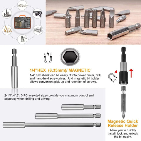 All In One 112 Piece Drill Bit Set With One Quarter Inch Hex Shank For Impact Driver And Screwdriver Bits In A Durable Tough Case For Wood Metal Masonry Drilling And Fastening ENERTWIST, showing various hex shank bits and holders.