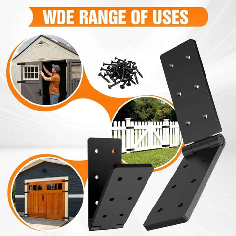 270 Degree Folding Hinge Set For Bifold Doors And Cabinets Double Layer Black Iron Build shown with gate and barn door