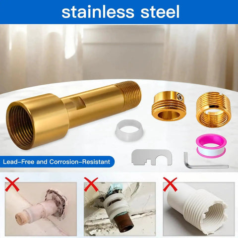 Brass Tub Spout Adapter Kit For One Half Inch Copper And One Half Inch IPS And Three Quarter Inch IPS Pipes, Universal Fitting Includes Parts