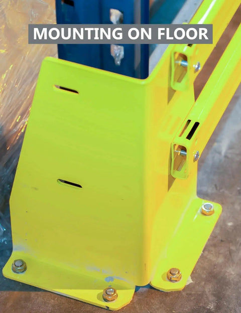 Drop-In Anchors Set, 50 Pc, 1/2 Inch By 13 Zinc-Plated For Concrete installed on yellow floor bracket for mounting
