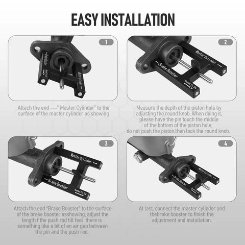 Brake adjustment tool with brake booster rod and master cylinder, CNC aluminum, magnetic, Amazon