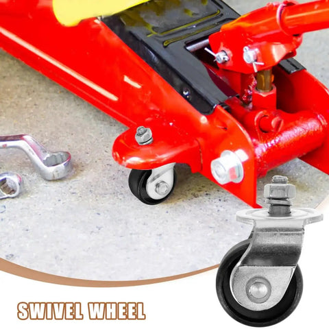 2 Pack Replacement Floor Jack Caster Wheels Heavy Duty Castor Wheels For Off Road Use installed on red floor jack
