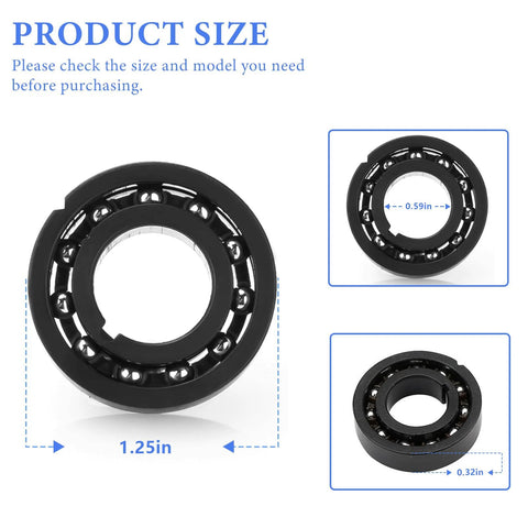 AXV055P turbine bearings for Hayward pool vacuums, 2-pack; black circular bearings with 1.25 in outer diameter.