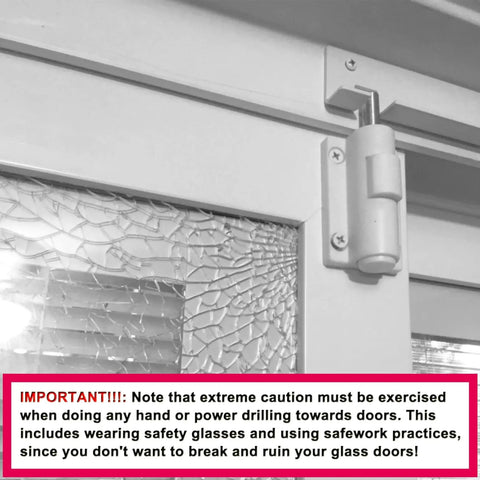 2 Pack Sliding Patio Door Foot Kick Locks installed on door for secondary childproof security with durable white finish