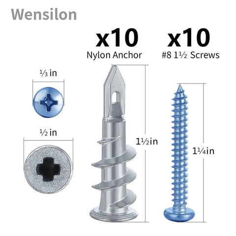 Self Drilling Drywall Anchors Assortment Kit For Concrete And Sheetrock 182 Pcs Heavy Duty Wall Anchors No Drill Required 10 anchors