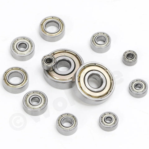 Assorted miniature deep groove ball bearings, double-shielded metal, various sizes, Amazon brand