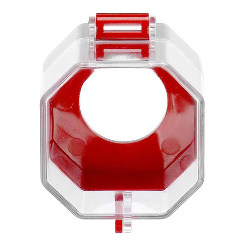Front view of Emergency Stop Button Cover 8 Pack Clear Lockout Guard Prevents Accidental Activation For Stop Buttons and Switches