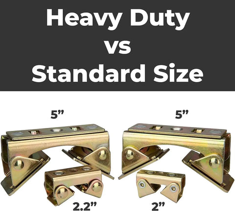 Heavy duty and standard size Magnetic V Pad Kit compared, showing 5-inch and smaller 2.2-inch and 2-inch pads with magnets on both faces and bottom.