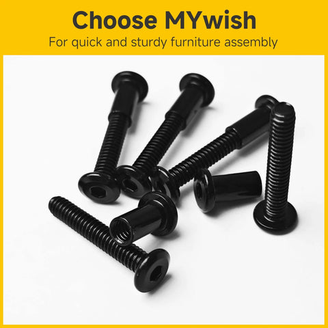 1/4-20 Flat Head Socket Cap Screws Bolts And Barrel Nuts Kit for Furniture Assembly, black oxide finish, scattered view