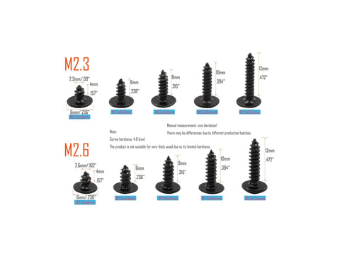 M2.3 And M2.6 Truss Head Self Tapping Screws With Wafer And Pan Washer 1000 Pieces 10 Sizes Assortment Kit Carbon Steel