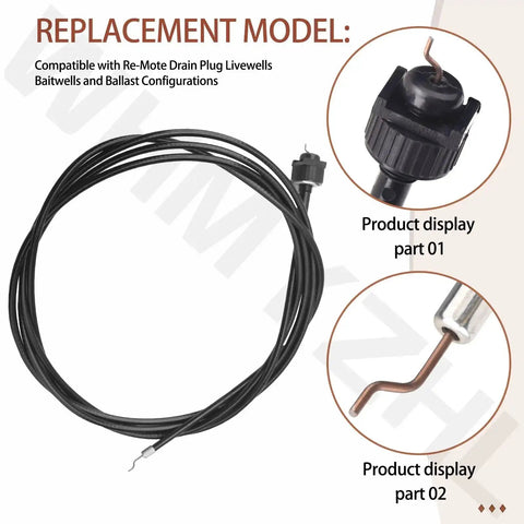 Remote Drain Plug Control Cable For Livewells And Baitwells, 8 Foot Marine Ballast System Cable To Open And Close From Console