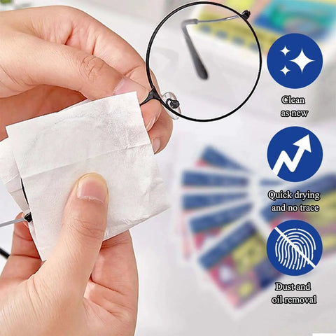Person using Lens Cleaning Wipes For Glasses And Screens, 300 Count, Safe For Coatings