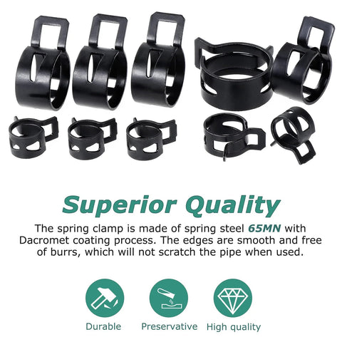 OCR 300pcs 5-18mm stainless steel spring hose clamps set for automotive and plumbing
