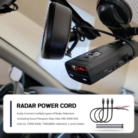 Installed 16.5 Inch Radar Detector Hardwire Power Cord With RJ11 Plug Tap Inline Fuse for Escort Valentine One Uniden Cobra