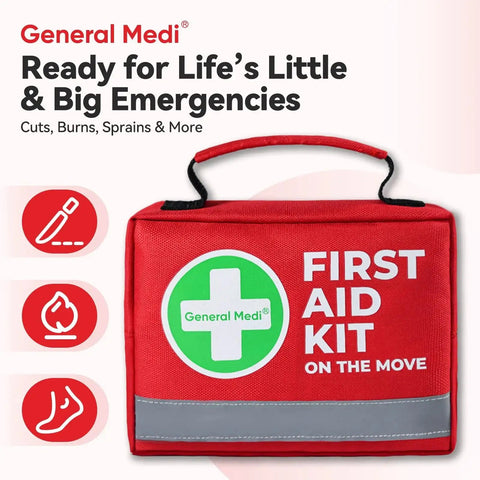 Go-To 150-Piece Compact First Aid Kit With Instant Cold Pack And Emergency Blanket For Travel Home Office Car Camping