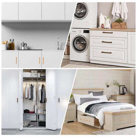 4 Inch Hole Center Square Wood Drawer Pulls Set Of 2 With Screws Ash Wood Cabinet Handles installed in various home settings