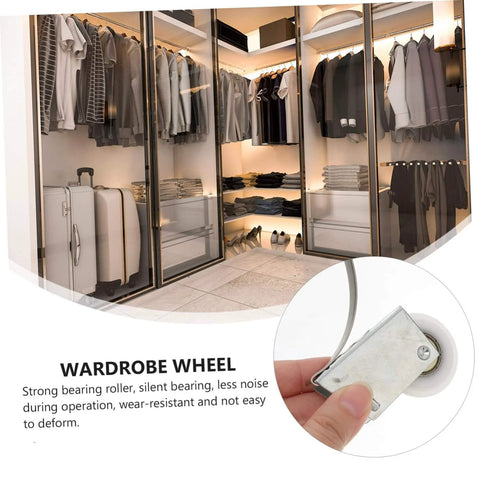 Heavy Duty Barn Door Rollers Kit With Electroplated Stainless Steel Tracks for Silent Smooth Sliding Wardrobe and Cabinet Doors