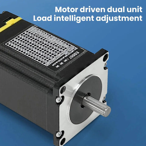 Integrated Closed Loop Servo Stepper Motor 2.0Nm With 1000 Line Encoder, focus on front shaft and specs label, for CNC machines.