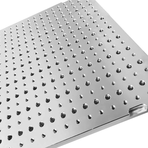 Close-up of Durable Aluminum 6061 Fixture Plate Jig for CNC Machining 15x15 Inch 0.8 Inch Thick with precision and threaded holes.