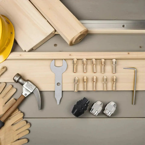 Miniature Drill Chuck Collet Set with Ten Copper Core Collets and Two Wrenches for Precision Grinding Machines
