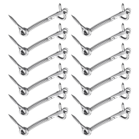 12-piece Stainless Steel Gate Latch Kit with Hook and Eye Fasteners, Outdoor Privacy Security Hardware for Mesh Fence
