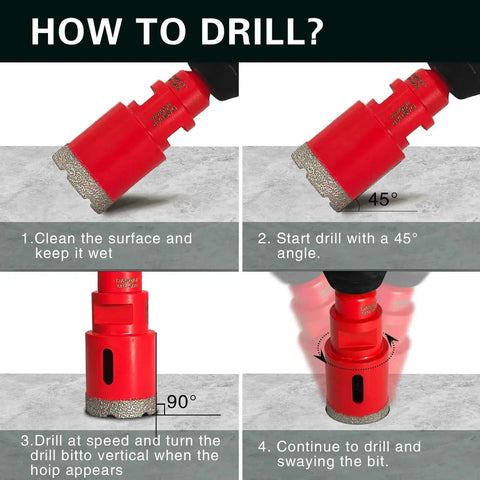 Step-by-step guide to using Diamond Hole Saw Kit 14 Piece Tile Drill Bit Set For Ceramic Porcelain And Granite Includes Diameters 6mm 8mm 19mm 25mm 35mm 51mm 75mm 100mm Plus Emery Chamferer Thumb Drill M14 Hex And SDS Accessories For Easy Cutting.