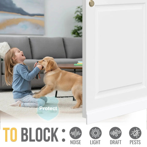 Heavy Duty Door Draft Stopper for Huge Gap 3 W X 39 L Adjustable Under Door Seal installed blocking noise, light, draft, pests