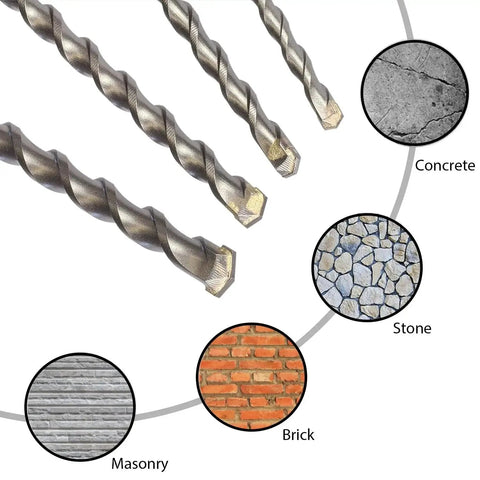 SDS Plus 5 by 32 Inch by 6 Inch Carbide Tipped Rotary Hammer Drill Bits, 10 Pack for Brick, Stone and Concrete surfaces