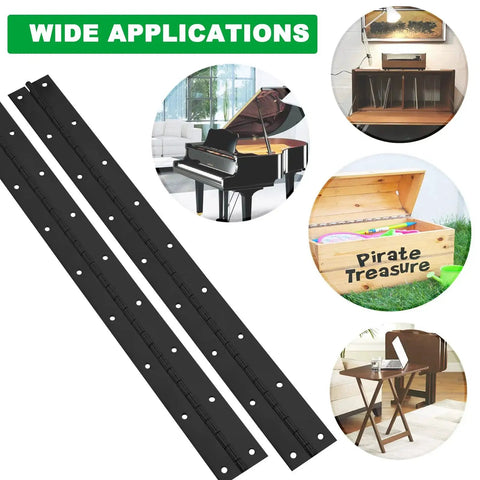 Heavy Duty Piano Hinges 2 Pack 2 Inch Open Width 18 Inch Continuous Stainless Steel Hinges With 0.06 Inch Thick Black Stainless Finish
