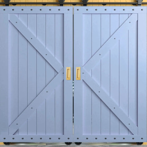6 Inch Recessed Finger Flush Door Pulls For Pocket And Sliding Barn Doors In Brushed Gold Stainless Steel, installed view