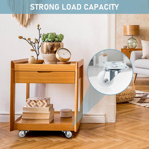 1" Low Profile Caster Wheels Set of 4 - Quiet Polyurethane Casters for Furniture, 360° Swivel Plate Design, Each Holds 22 lbs, Smooth Rolling, No Noise
