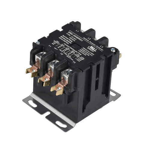 Beefed Up 50 Amp 3 Pole 120V Contactor with Class F Coil and Silver Cadmium Oxide Contacts for HVAC, UL 508/60947-4-1 Compliant