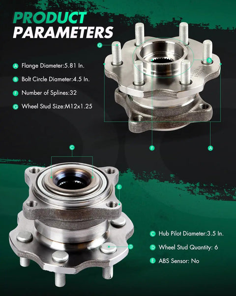 Two Piece Wheel Hub Assembly Kit Fits Nissan Pathfinder Through 2009 Rear Hub Bearing 541003 No ABS Beefed Up Hub And Bearing Set