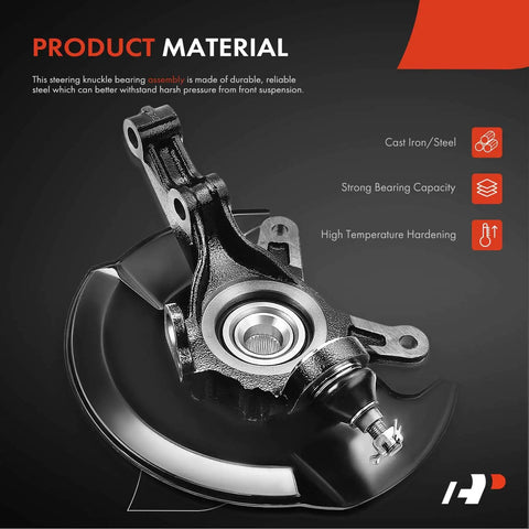 Front Right Steering Knuckle And Wheel Bearing Hub Assembly For Honda Civic 2003 To 2005 1.7L L4 Passenger Side Replacement Heavy Duty Suspension Linkage