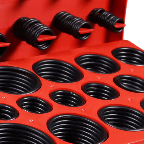 Dope 419 Piece Universal Metric O Ring Kit With 32 Sizes Buna N 70A Rubber Seals for auto repairs in red organizer box