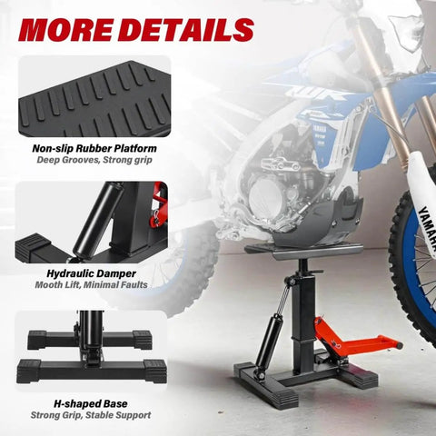 Heavy Duty 1000Lbs Dirt Bike Stand And Powersport Hydraulic Jack For Maintenance, Stable Garage Ready Motorcycle Lift Center Stand With Steel Construction